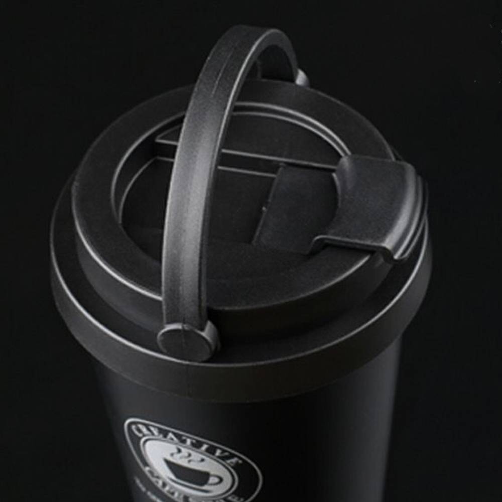 Vaso Térmico de Acero Inoxidable Coffee Style con Asa - 500ml  (Blanco/Negro) ART. Z-STP16890